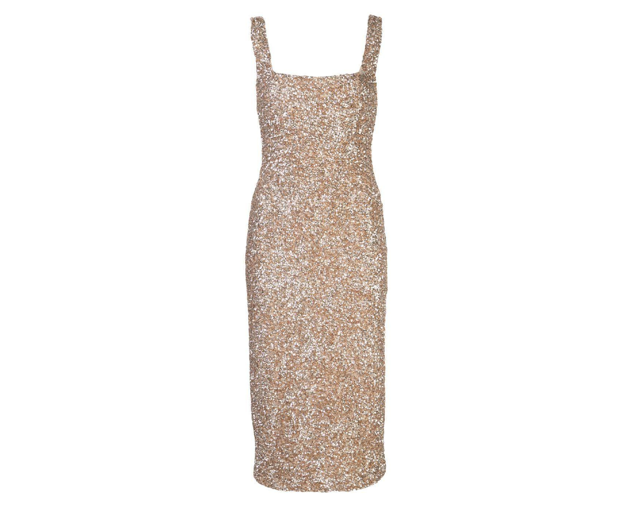 Alice + Olivia Helen Sequined Fitted Square-Neck Dress