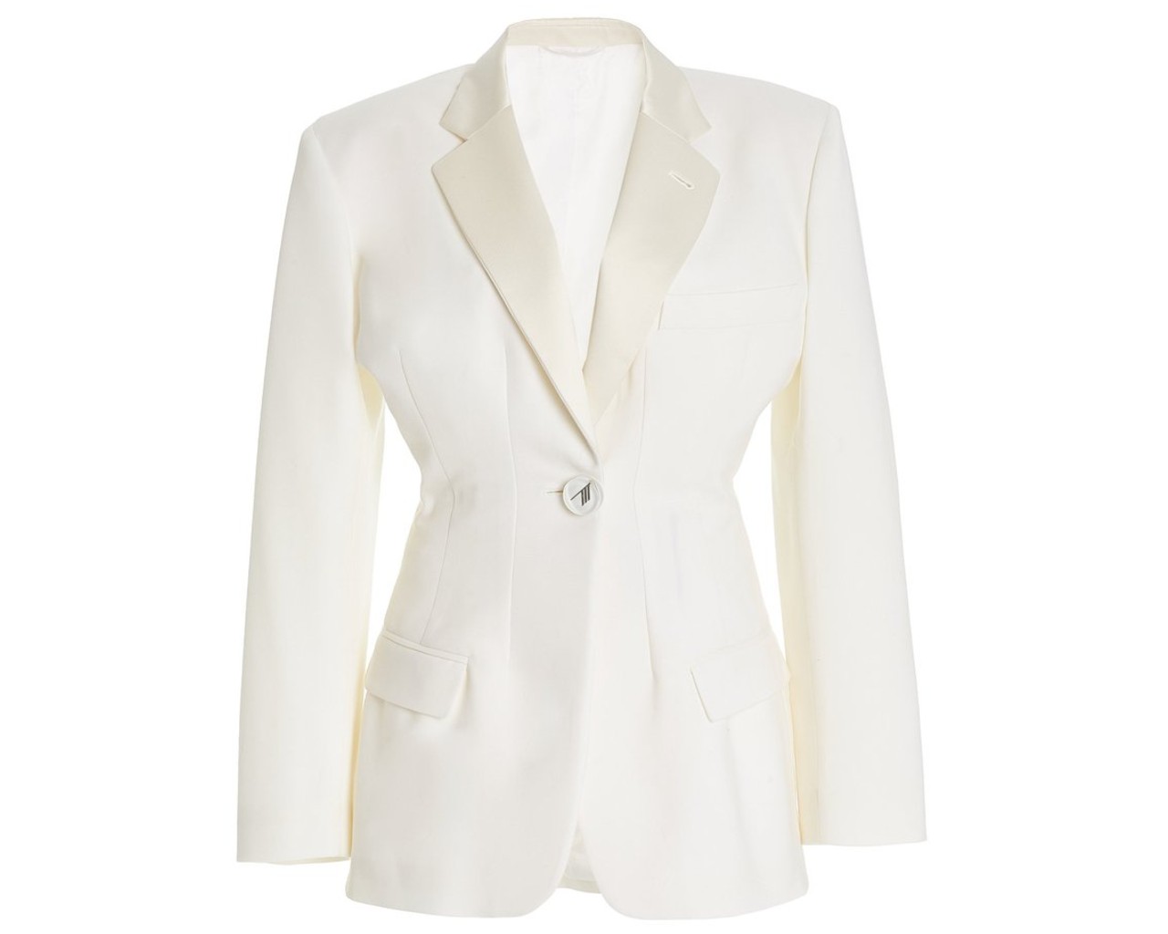 Attico stretch blazer, inspired by the suffragette suit Kamala Harris wore during victory speech