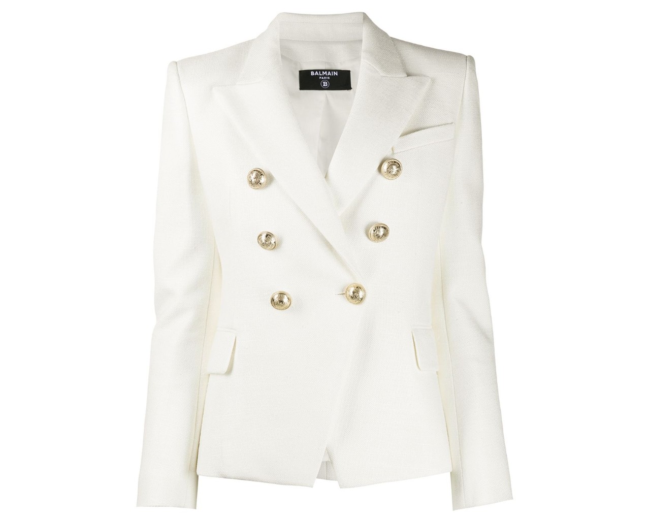 Balmain Textured Blazer, inspired by the suffragette suit Kamala Harris wore during victory speech