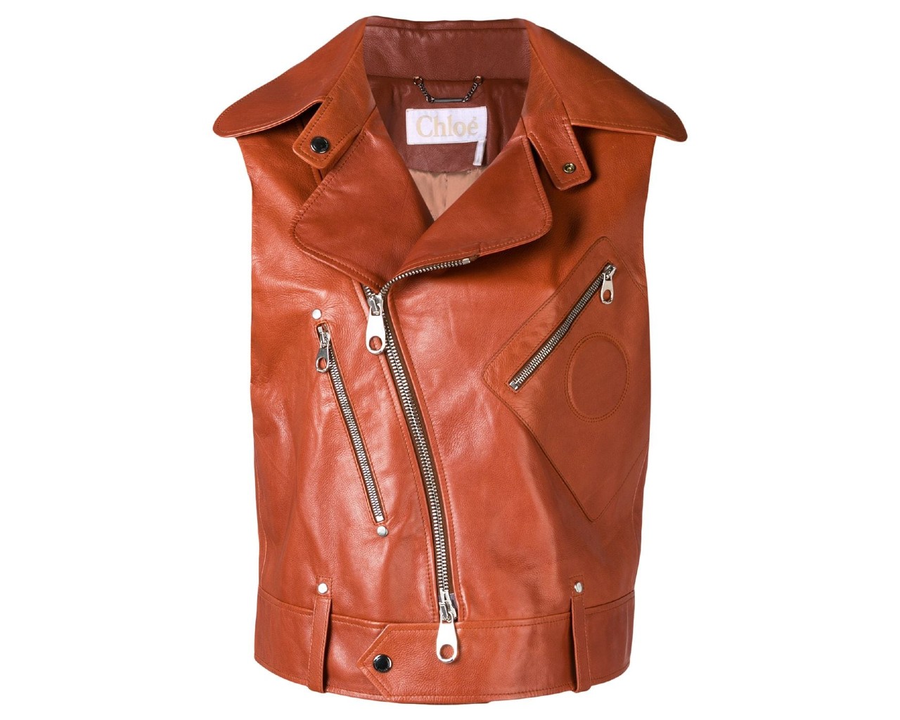 Chloe Asymmetrical Vest, inspired by Bella Hadid's brown leather vest
