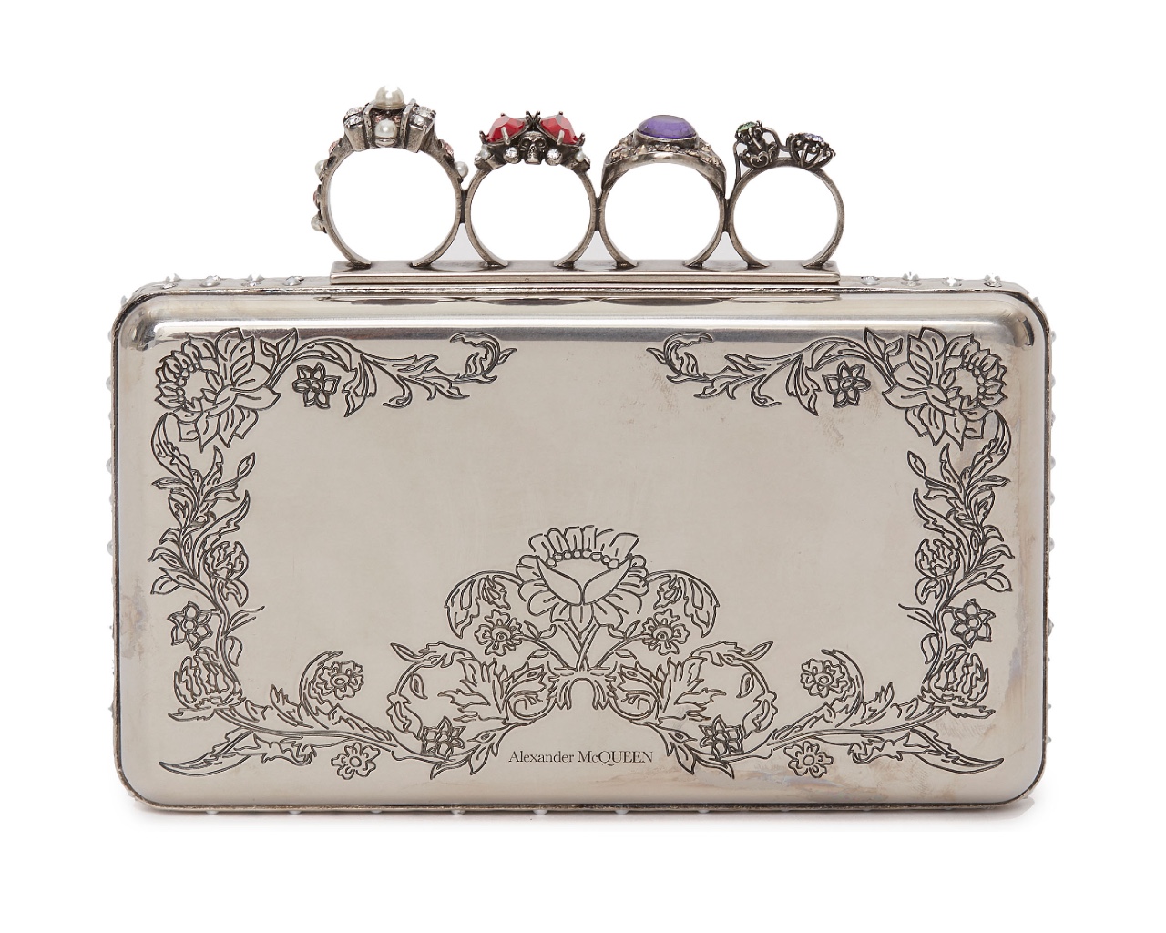 Jeweled Four-Ring Metal Engraved Case