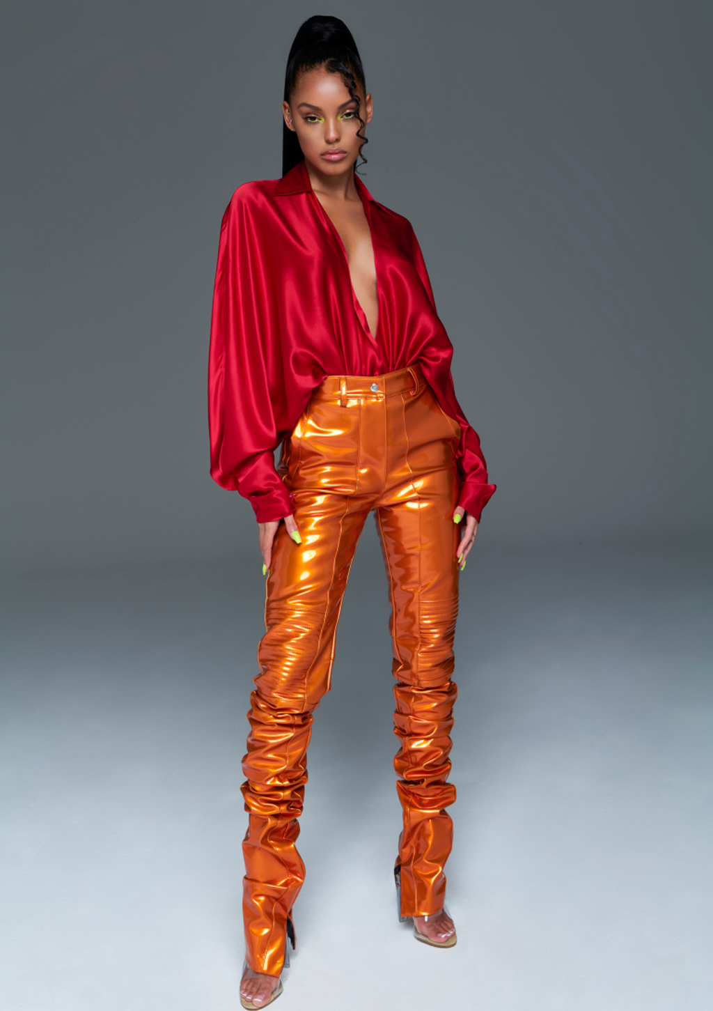 Shop Kylie Jenner's Metallic Orange Pants - GRAZIA USA