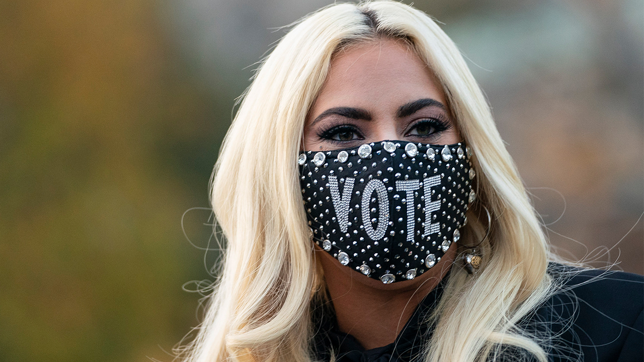 Lady Gaga Wears Vote Mask