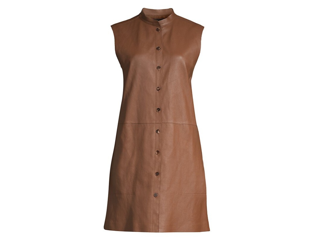 Lafayette 148 New York Malva Lamb Leather Longline Vest, inspired by Bella Hadid's brown leather vest