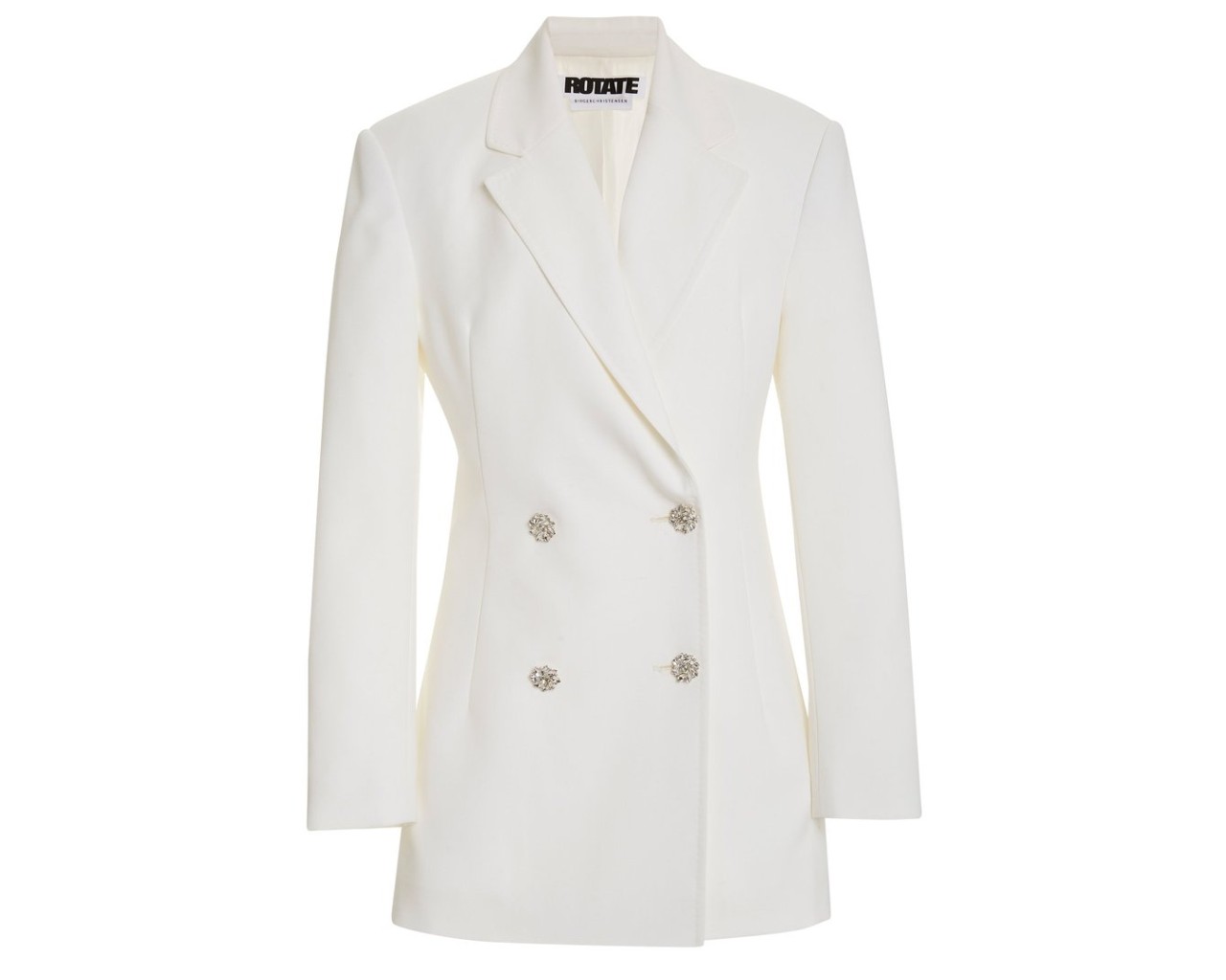 White Rotate blazer, inspired by the suffragette suit Kamala Harris wore during victory speech