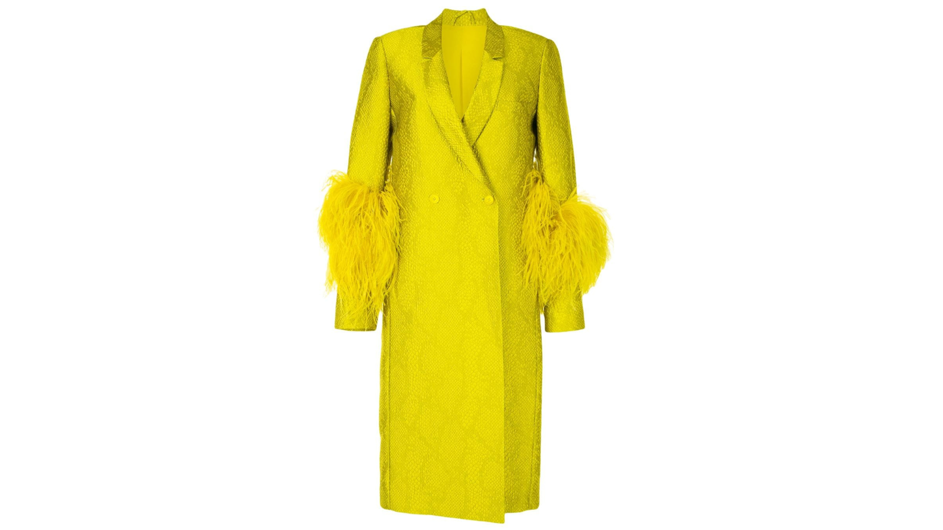 LAPOINTE feather-trimmed snakeskin print coat