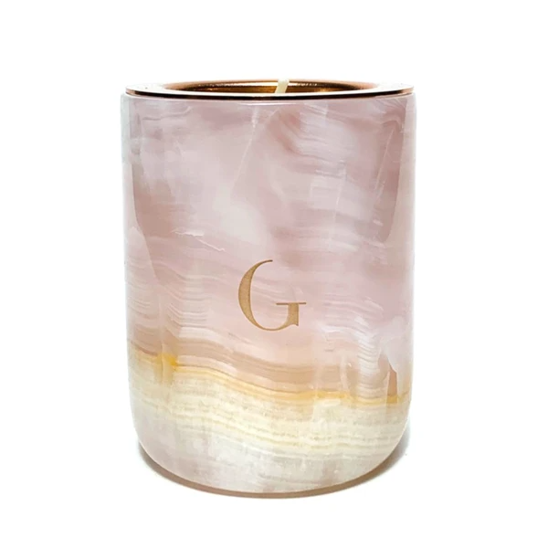 GILDED PINK ONYX MARBLE CANDLE