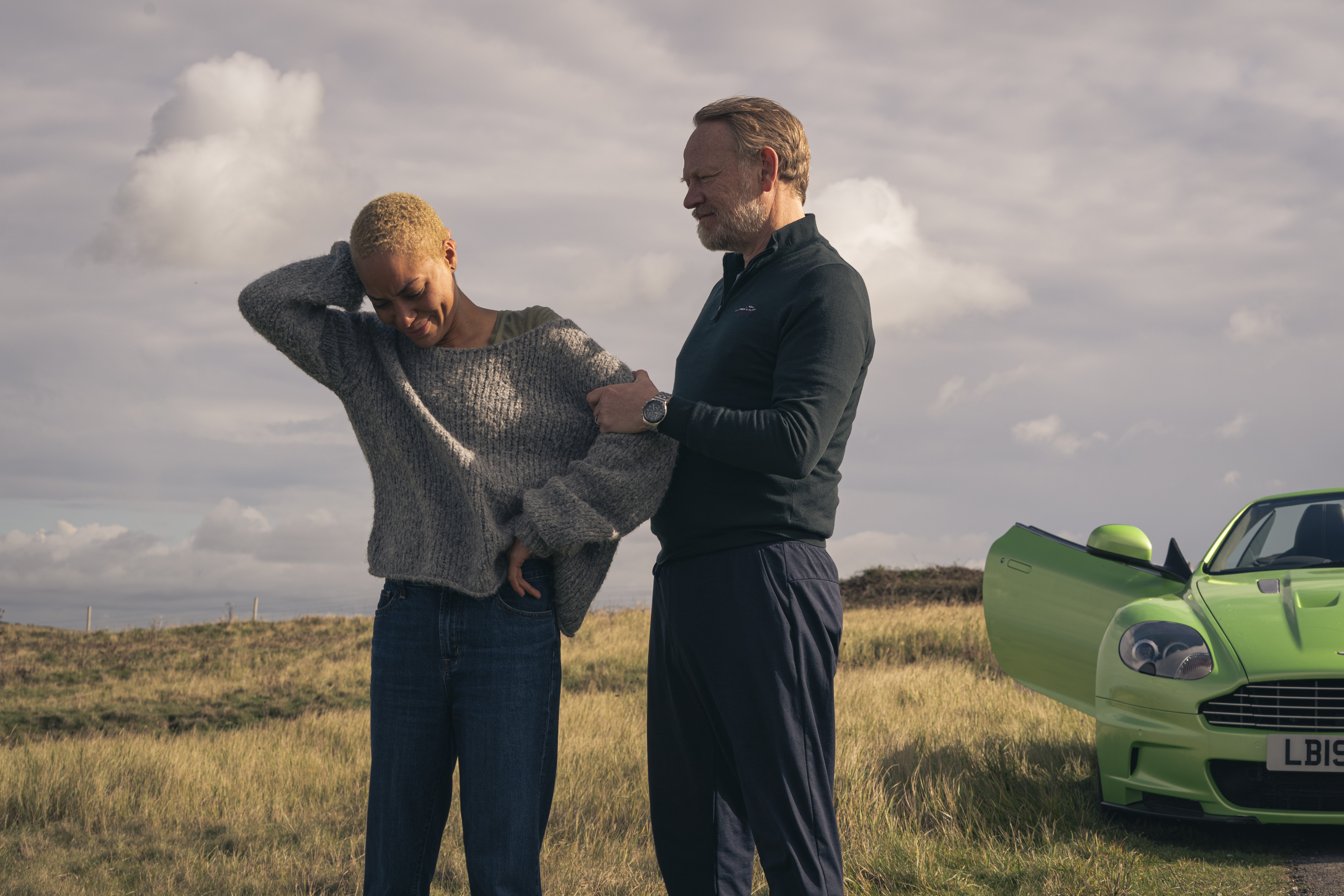 Cush Jumbo and Jared Harris in The Beast Must Die