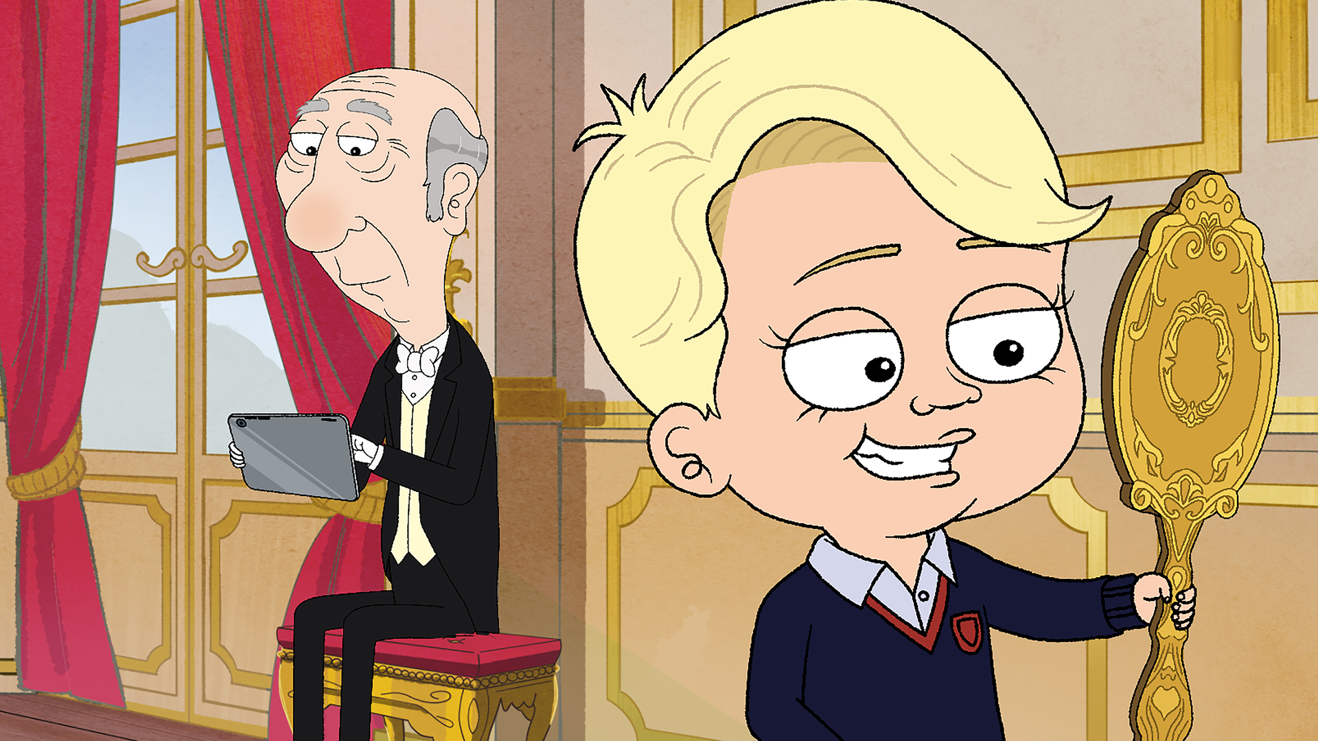 Owen the Butler and Prince George (voiced by Alan Cumming and Gary Janetti) 