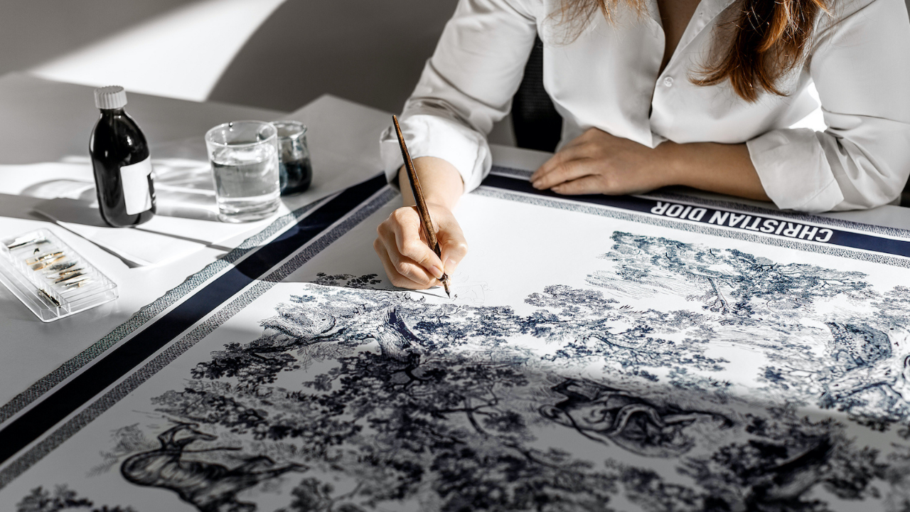 How Dior's Toile de Jouy Silk Scarves Are Made