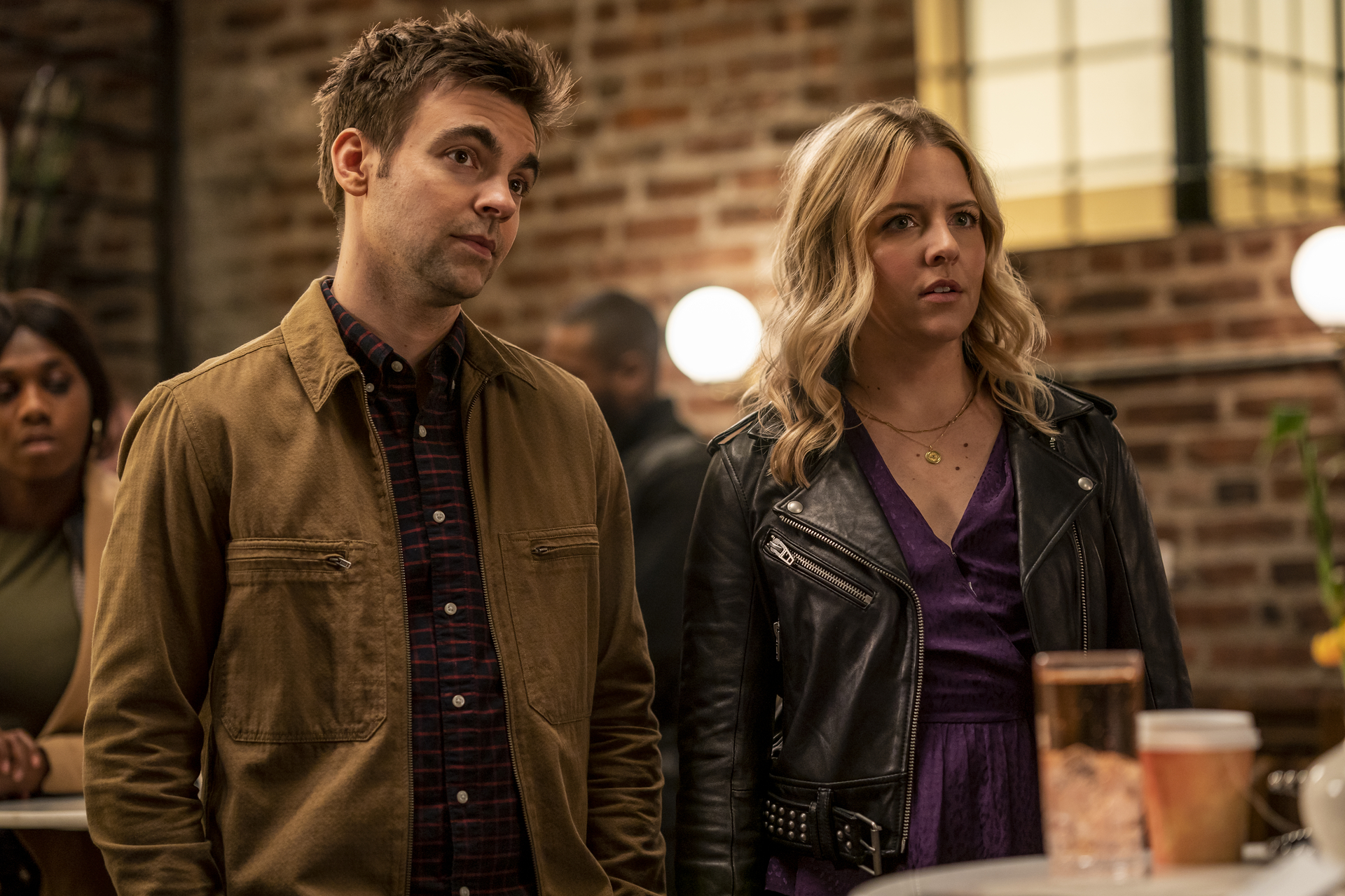 Yorke (right) with Drew Traver in The Other Two