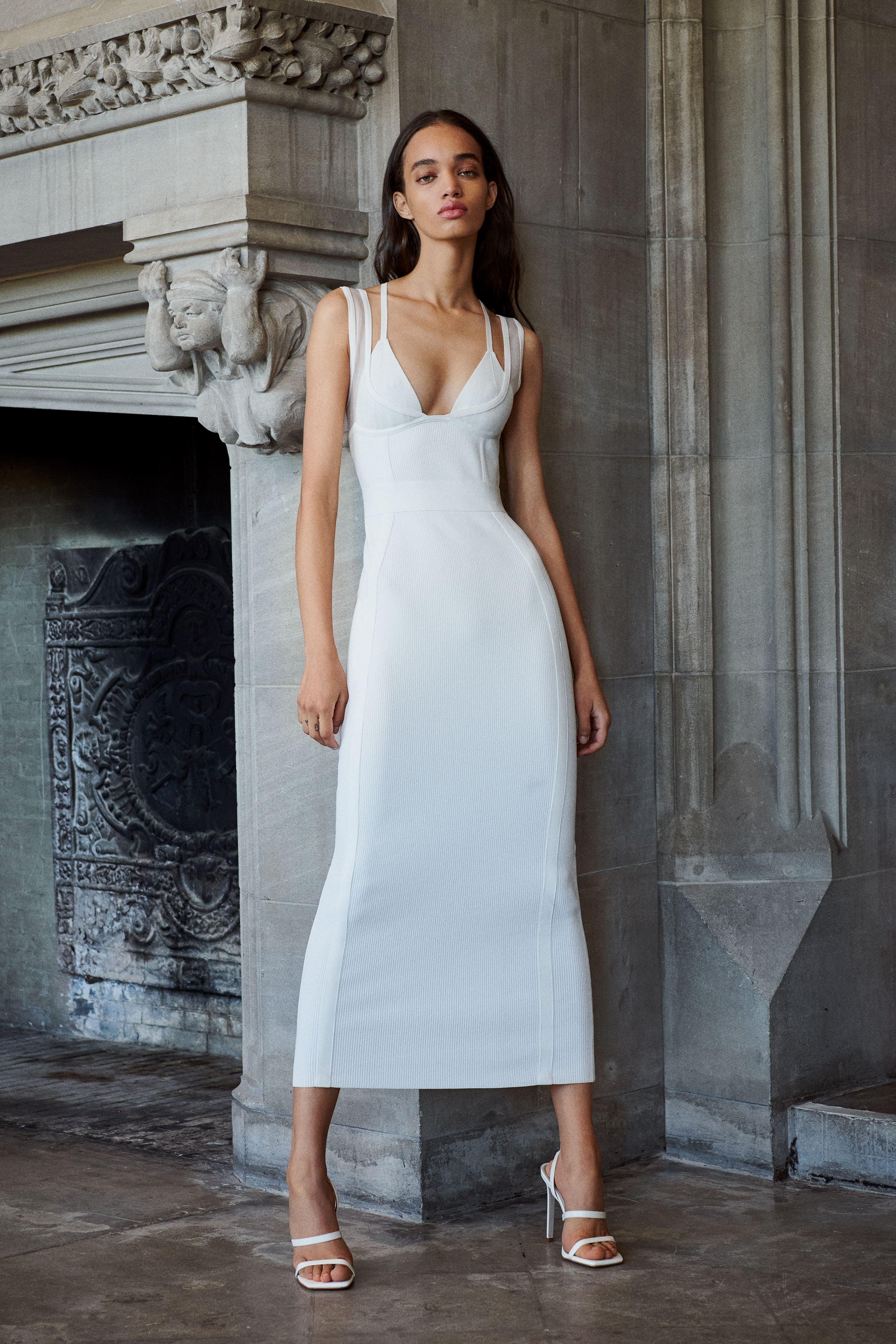 Mid-length dress Herve Leger White size M International in