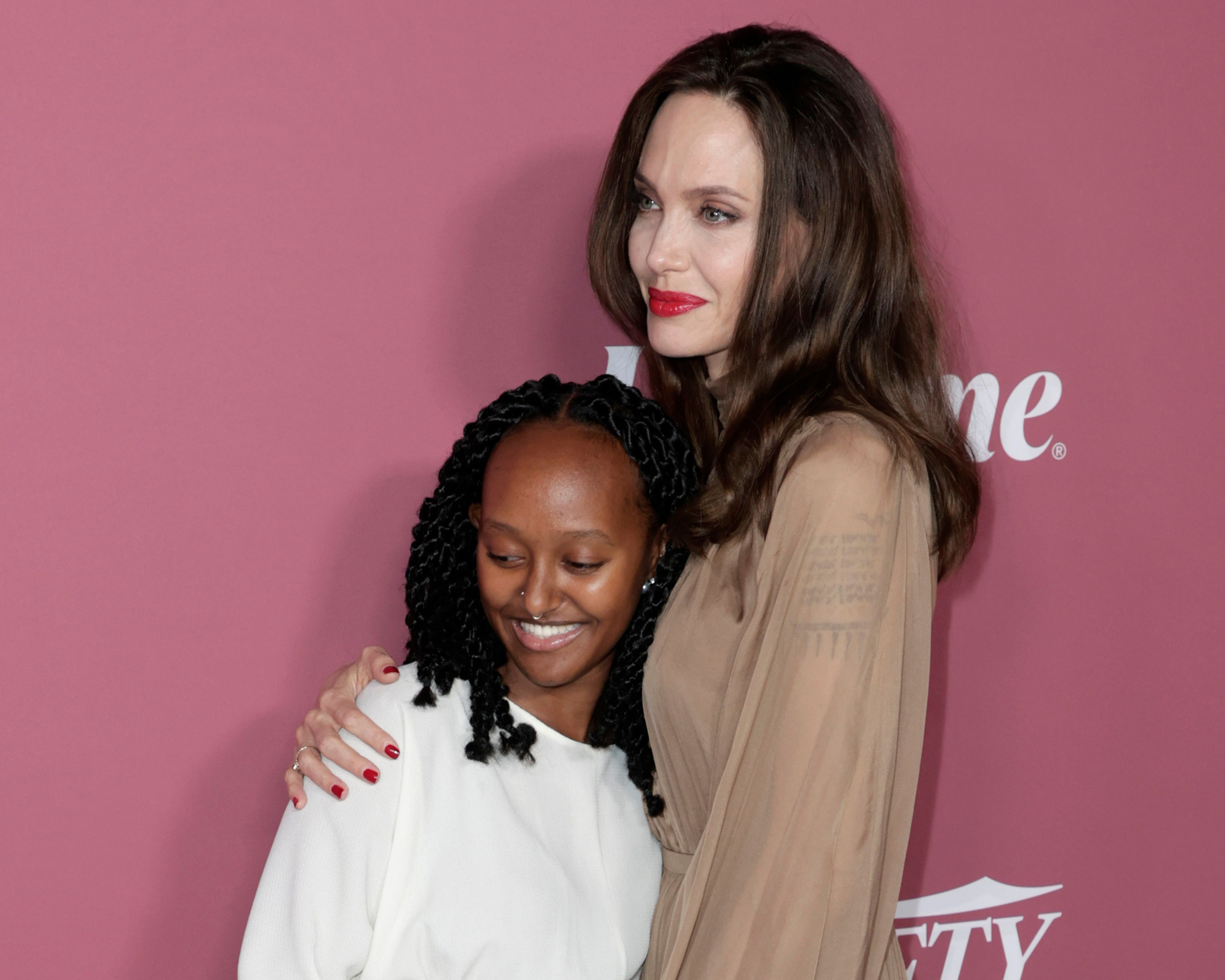 Angelina Jolie and Daughter Zahara Share a Rare Red Carpet Moment