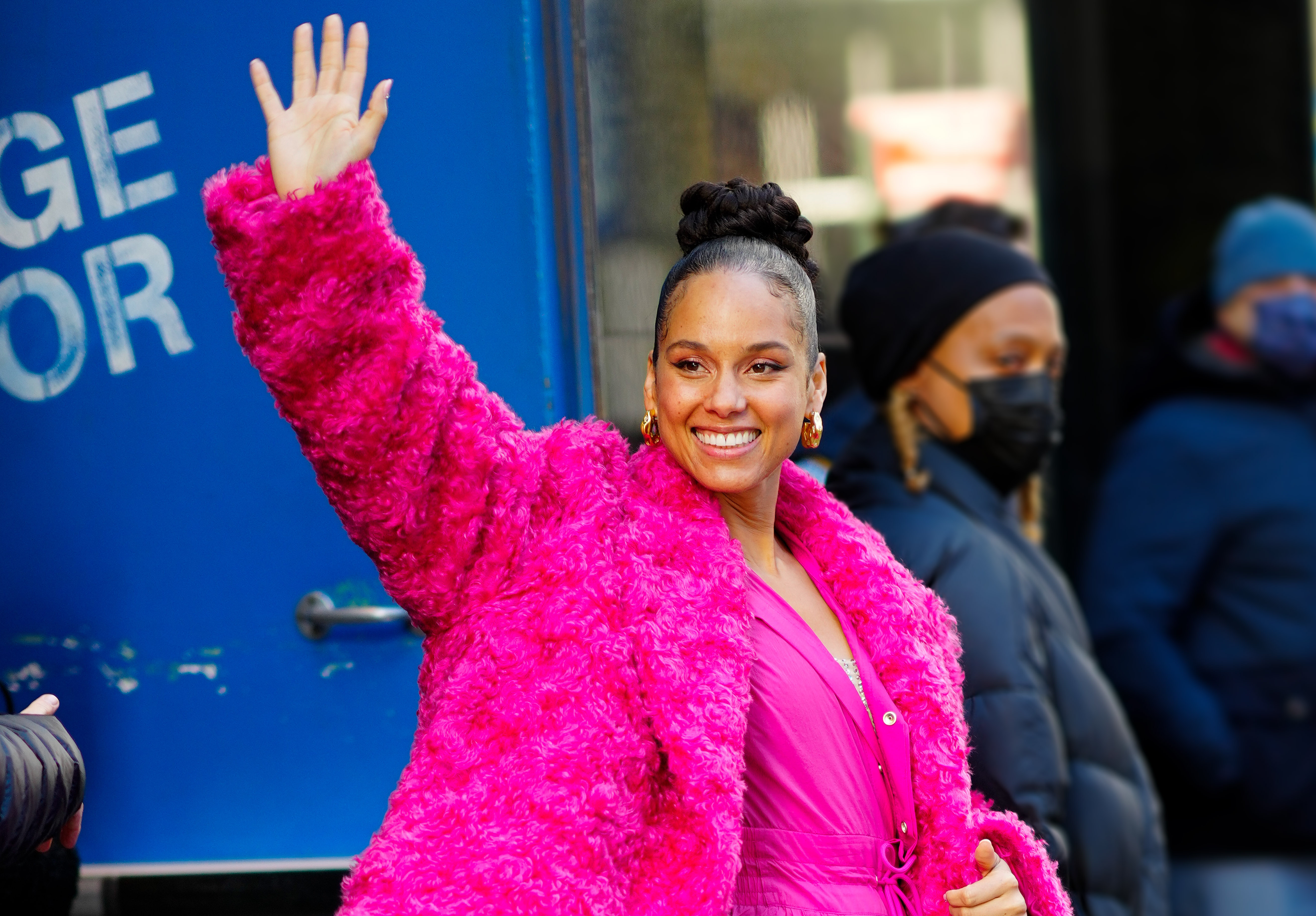 Alicia Keys Steps Out in a Stylish Hot Pink Outfit in New York