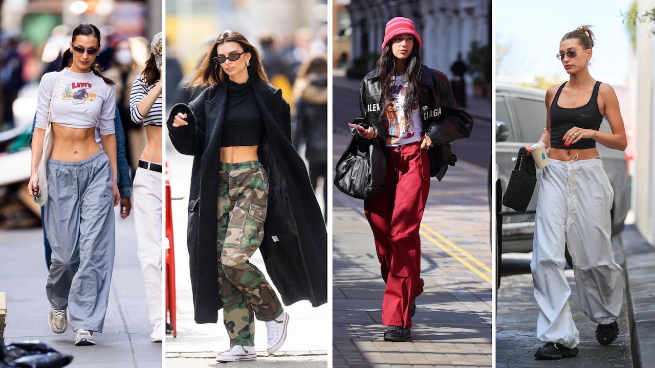 Bella Hadid in the Off-the-Shoulder Top and Camouflage Trousers in New York  City | Vogue
