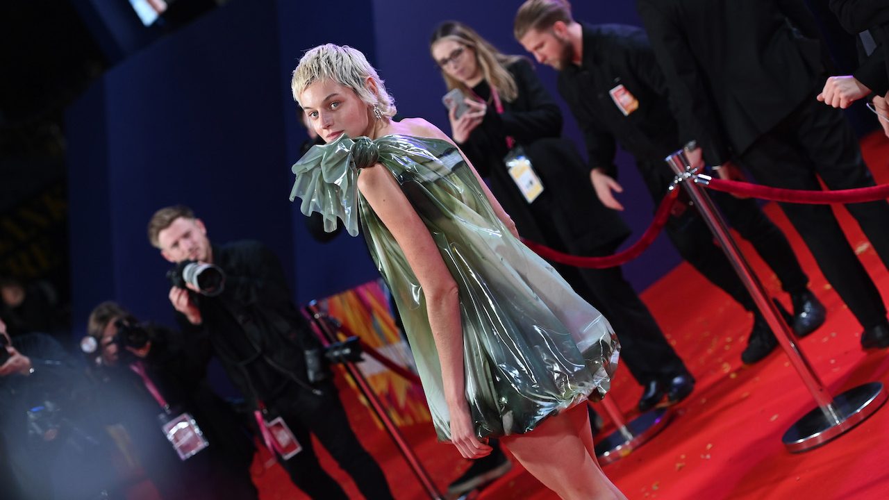 Emma Corrin Storms the Red Carpet in the J.W. Anderson Goldfish Dress