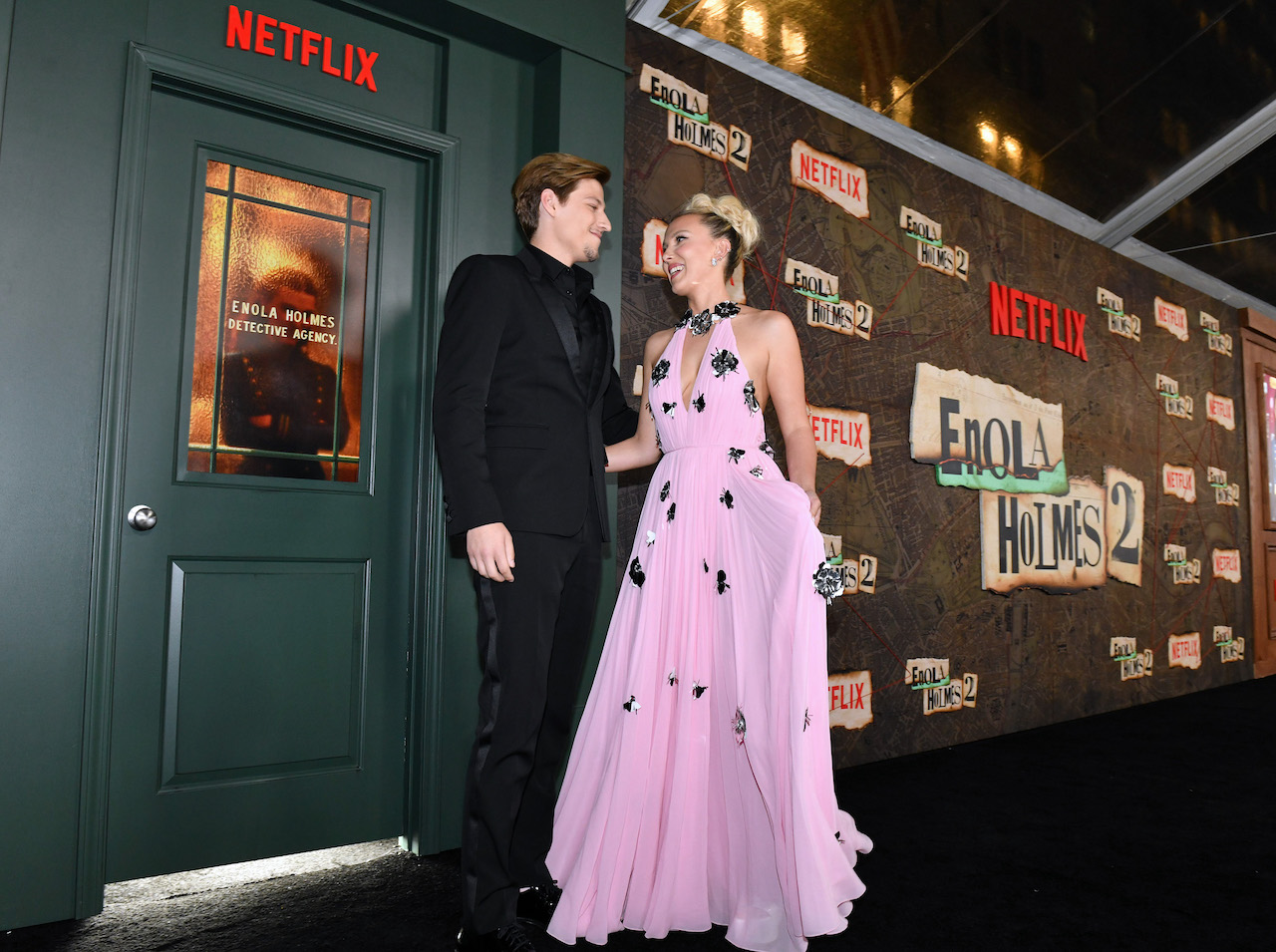 Millie Bobby Brown is joined by beau Jake Bongiovi at premiere for  Netflix's Enola Holmes 2 in NYC