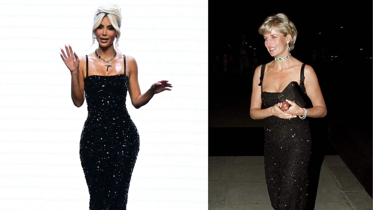 kim kardashian wearing princess diana dress Kim Kardashian buys amethyst cross worn by Princess Diana at Sotheby's -  The Art Newspaper