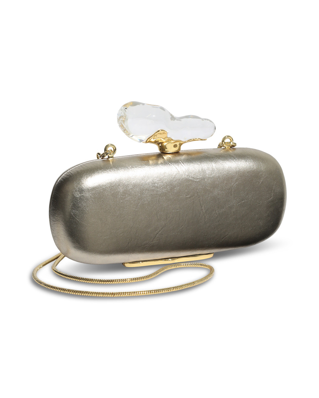 Alexis Bittar Soft Metallic Leather Clutch in Champagne