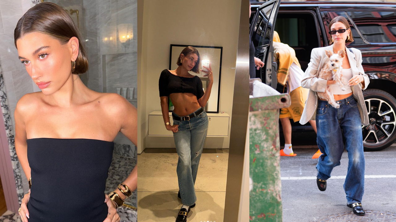 Hailey Bieber Shows How to Style Relaxed-Fit Jeans