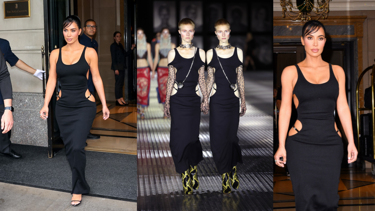 Kim Kardashian Wears Gucci Dress with Hip Cutouts