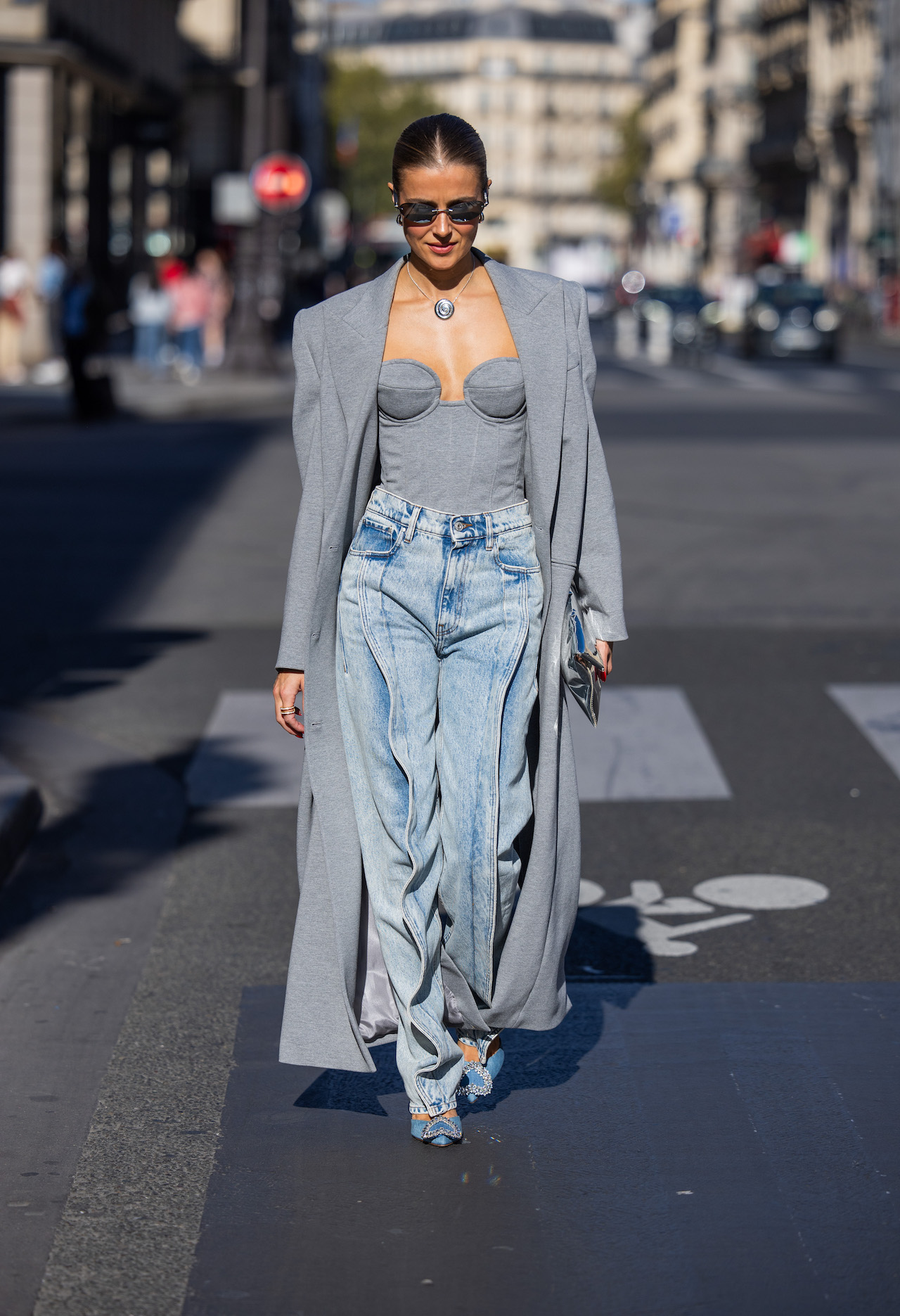 See Zendaya Wear a Sheer Jumpsuit Covered in Crystal-Embellished Logos in  Paris