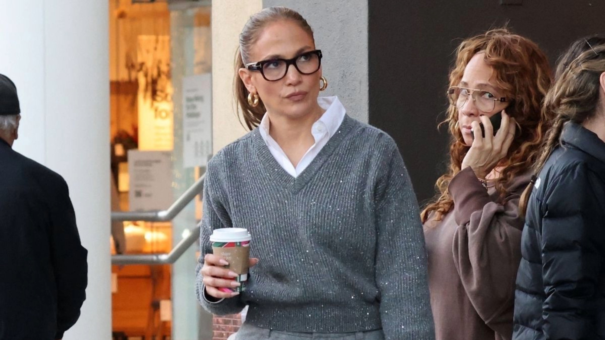 Jennifer Lopez preppy look photographed in Beverly Hills.