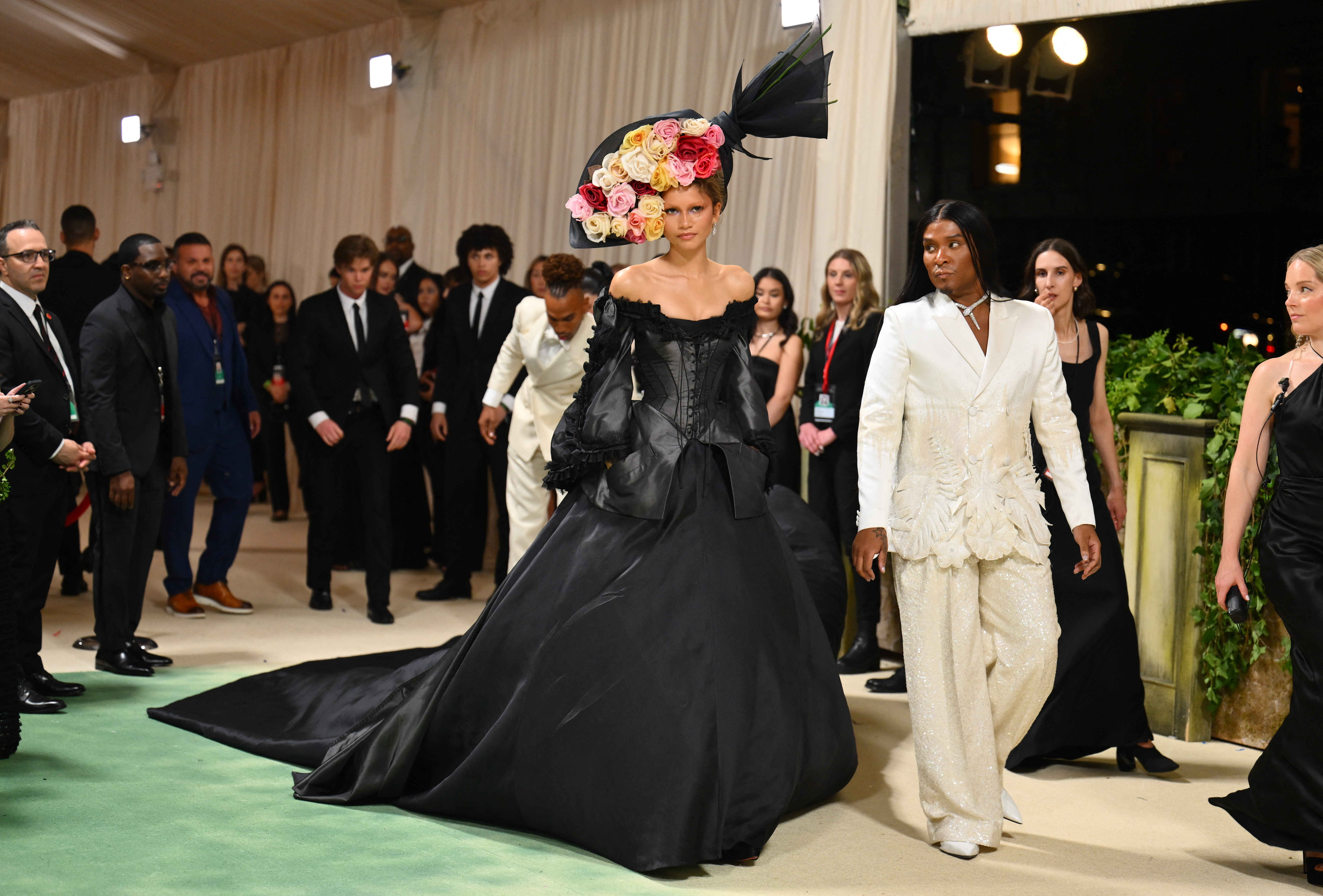 US actress Zendaya and her stylist Law Roach arrive for the 2024 Met Gala at the Metropolitan Museum
