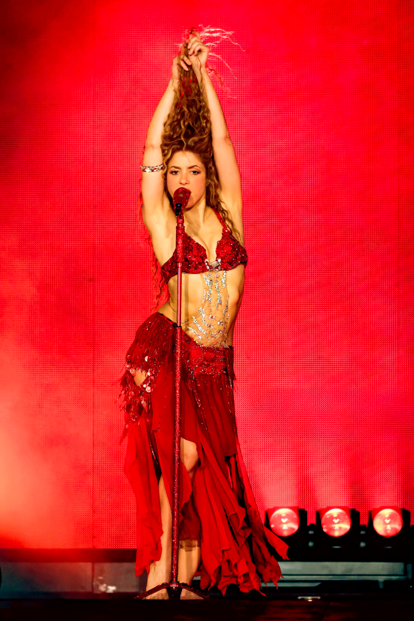 Shakira performs onstage during Shakira: Las Mujeres Ya No Lloran World Tour Kick Off - Rio de Janeiro at Estadio Olímpico Nilton Santos on February 11, 2025 in Rio de Janeiro, Brazil. (Photo by Kevin Mazur / Getty Images)
