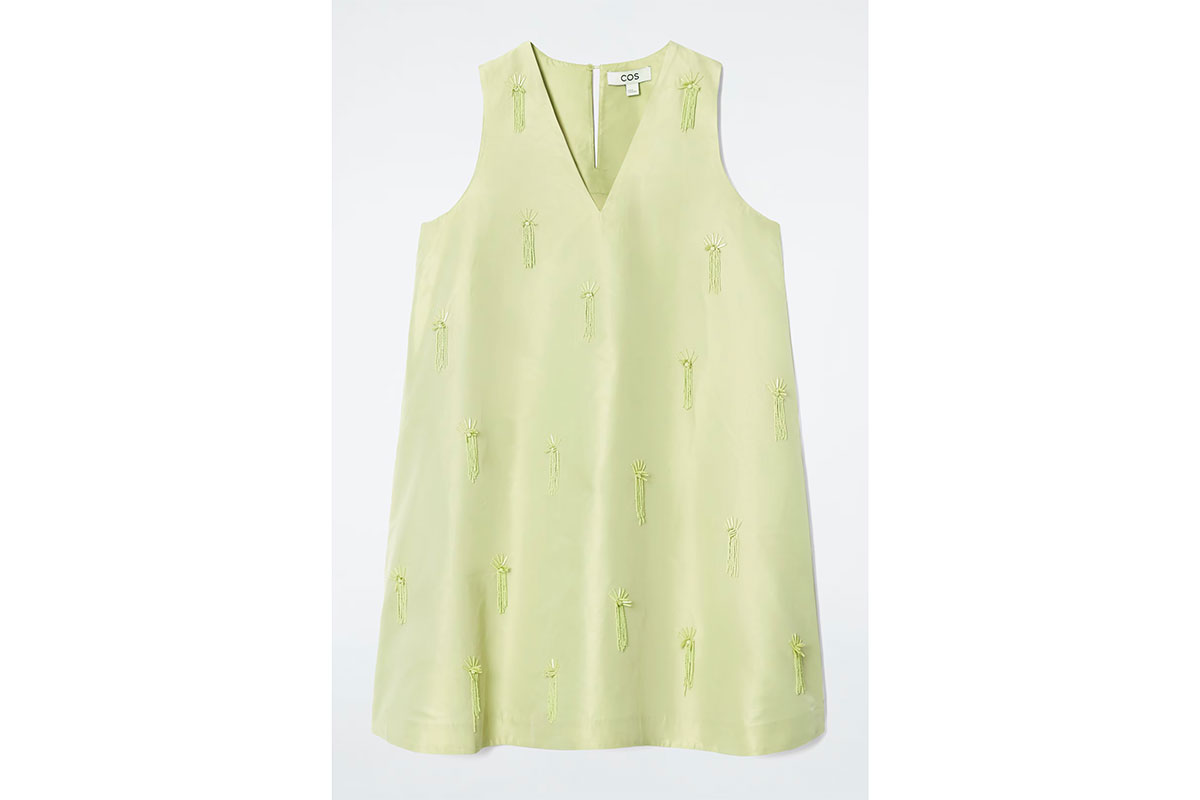 cos-light-green-dress-simple-short-v-neck