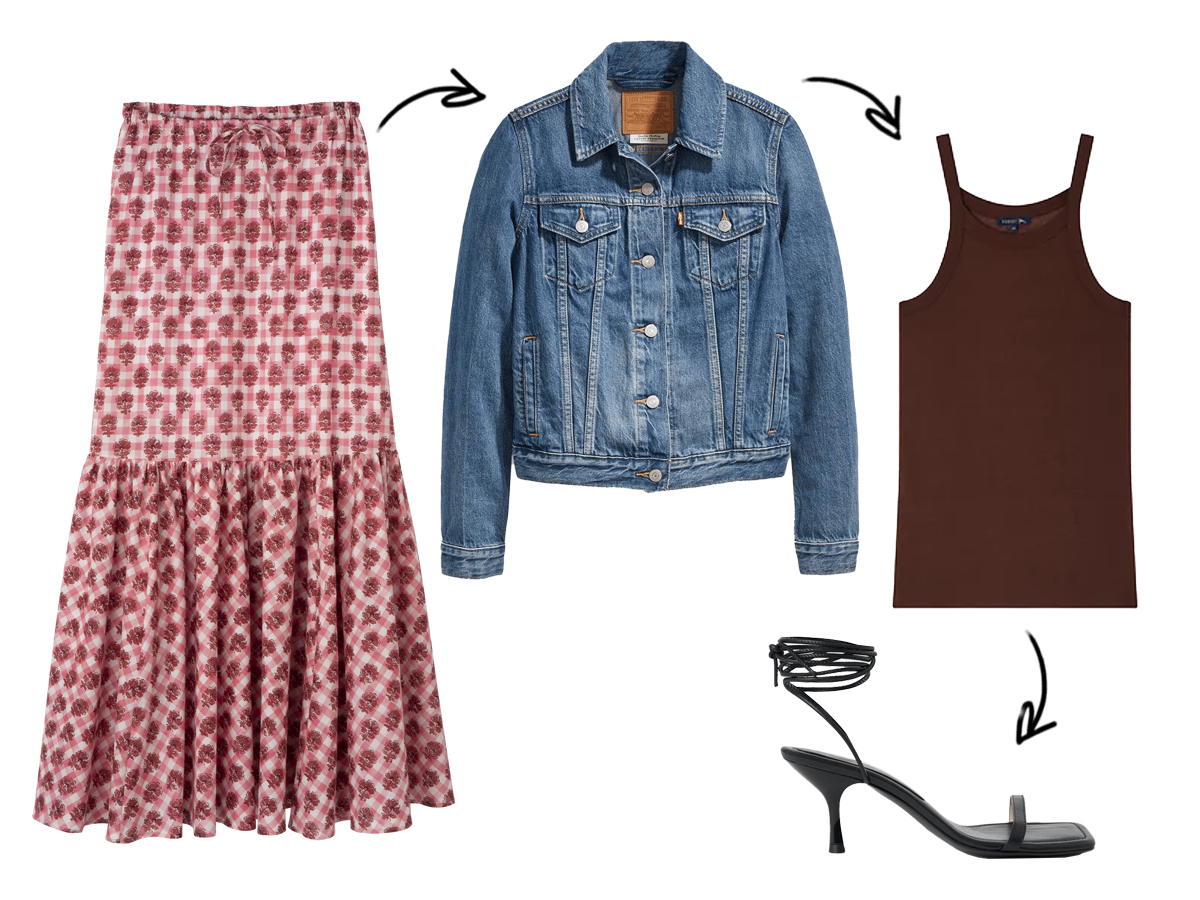 floral-maxi-shirt-brown-top-blue-jacket