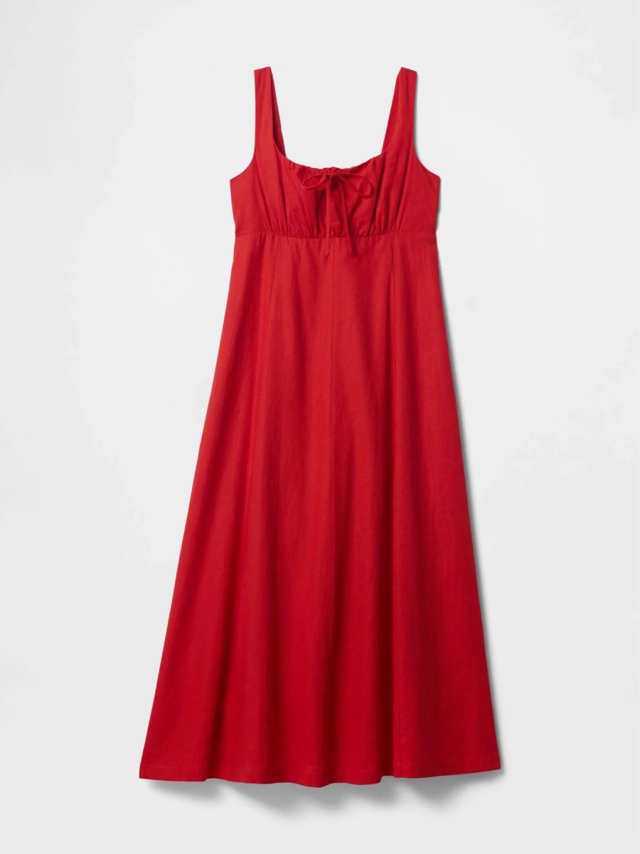 gap-red-dress-simple-no-print-with-straps-and-ribbon