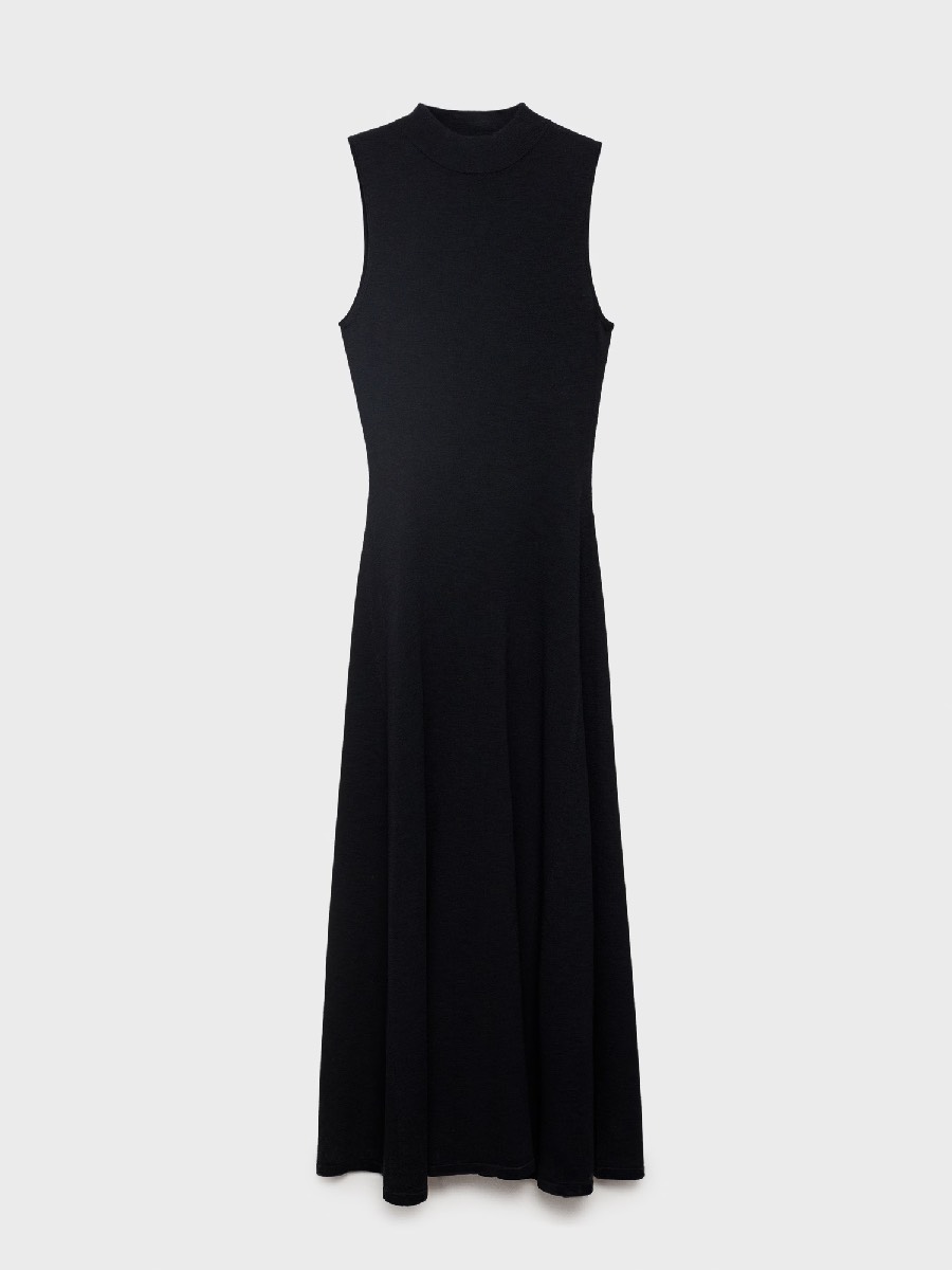 mango-black-plain-dress-sleeveless-long