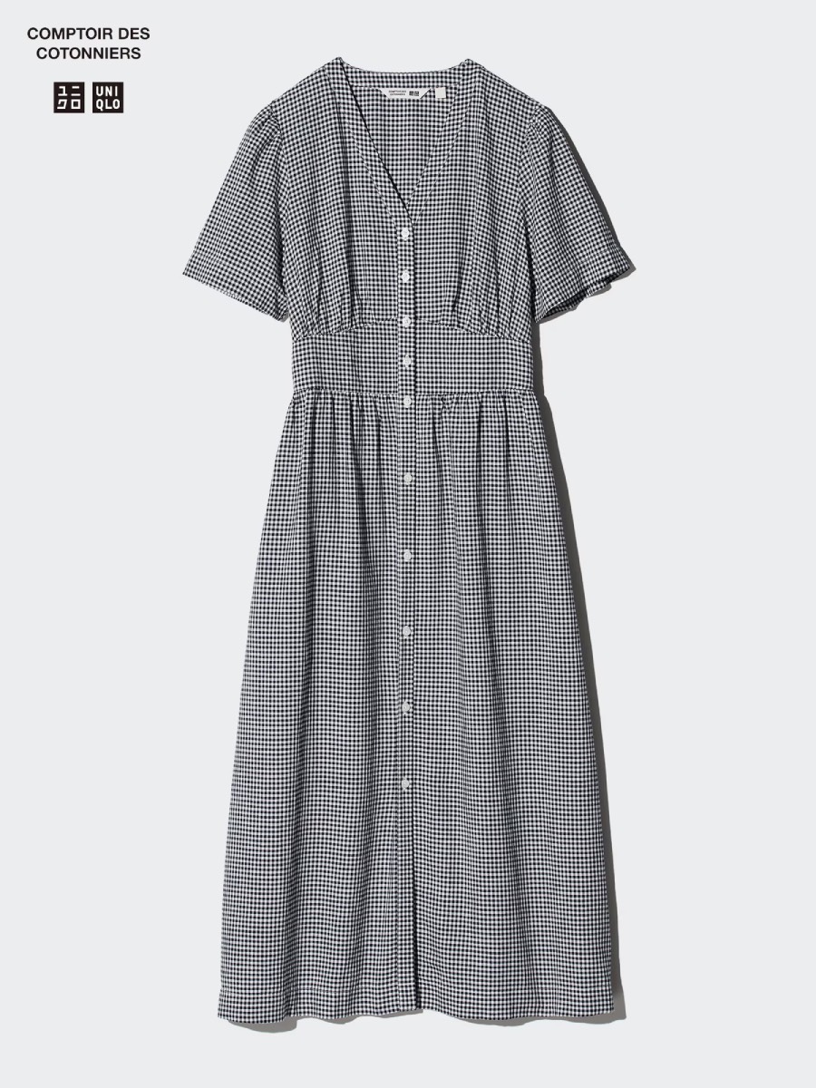 uniqlo-stripped-dress-with-buttons-long-with-sleeves-v-neck
