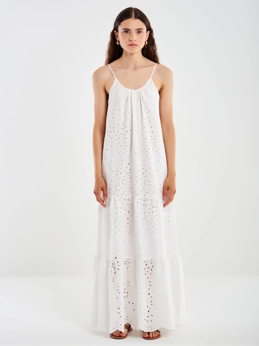 vicolo-white-long-dress-with-thin-straps-and-holes-design