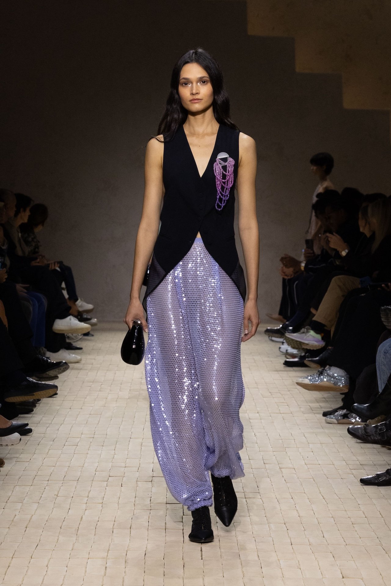 Milan Fashion Week SS26 trends: Fringe and sequins