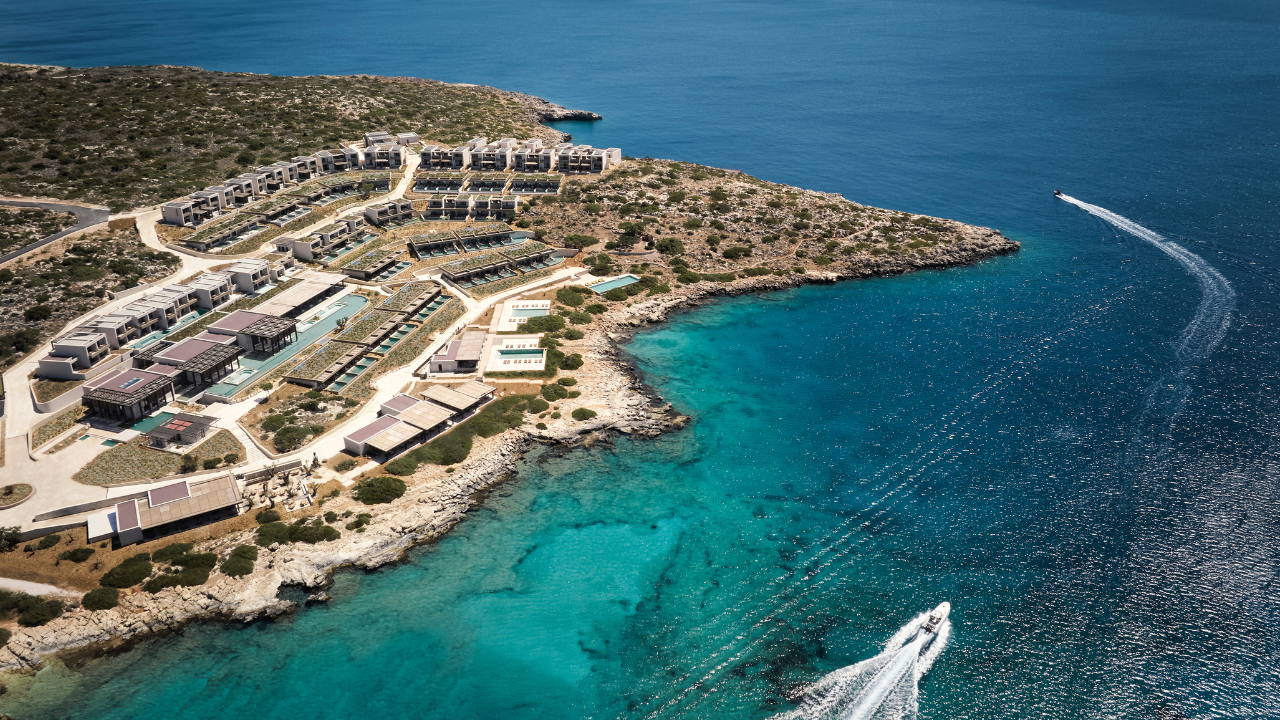 Aerial view of the property; Photo courtesy of JW Marriott Crete Resort & Spa