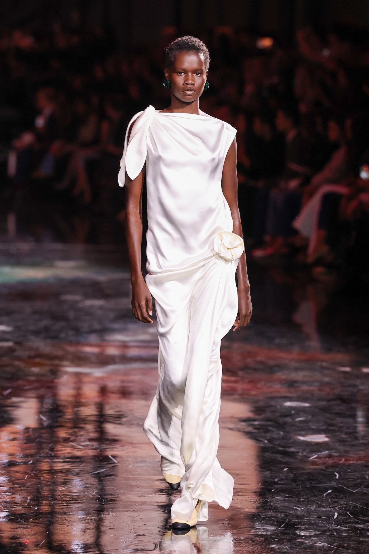 Mary Ukech walks the runway during the Chanel Womenswear Spring/Summer 2026 show as part of Paris Fashion Week