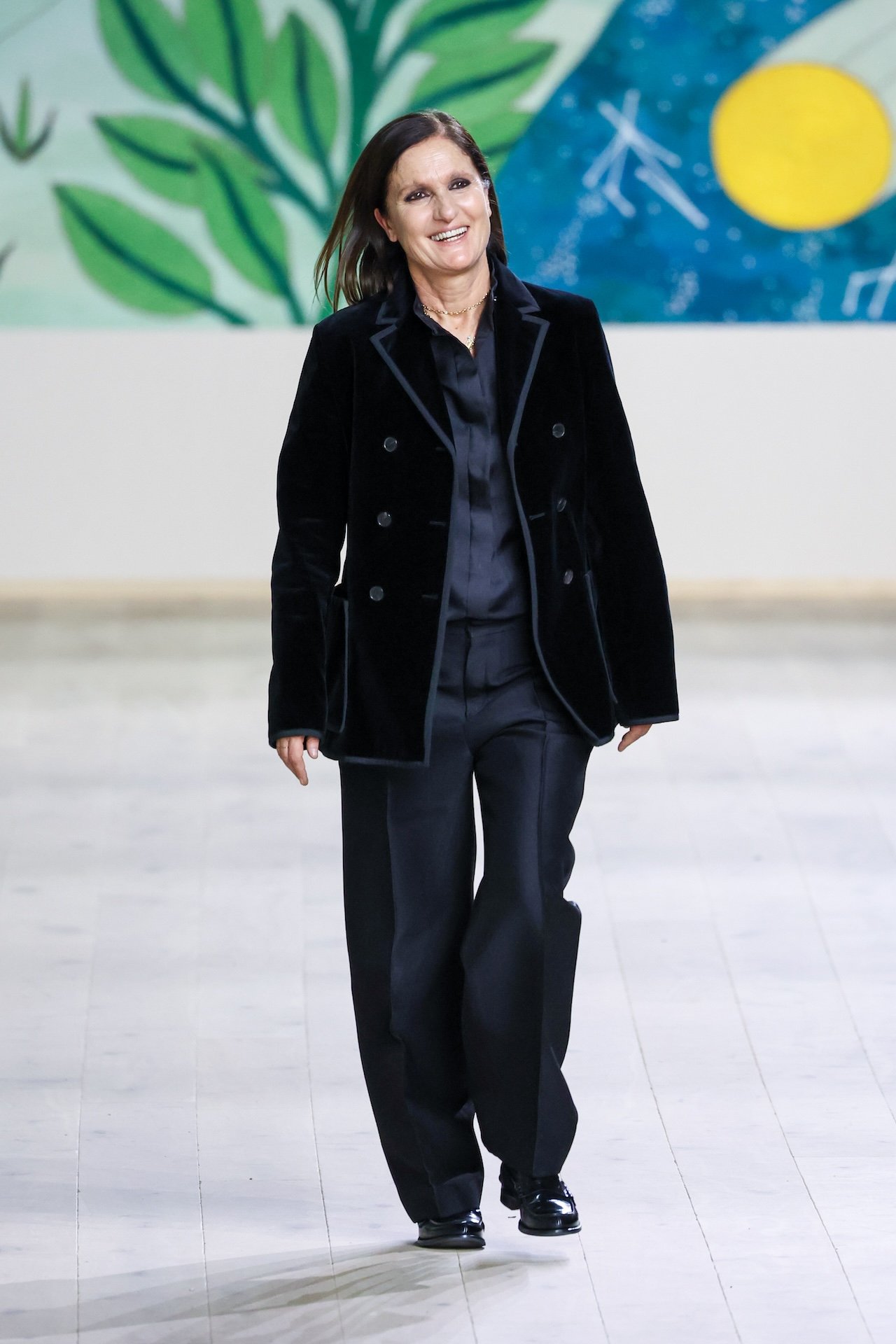 Maria Grazia Chiuri walks the runway during the Christian Dior Haute Couture Spring/Summer 2025 show