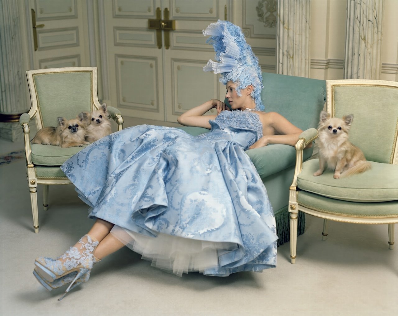 Kate Moss, Fashion: Sarah Burton for Alexander McQueen, Van Cleef & Arpels, and Julian d’Ys, The Ritz, Paris 2012. [photographs of Kate Moss at the Paris Ritz for Vogue US April 2012 issue] © Tim Walker