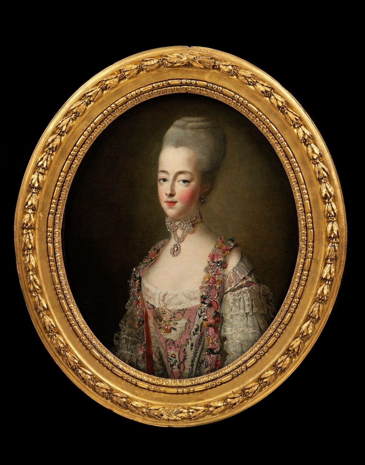 Portrait of Marie Antoinette, Queen of France, in a court dress. Oil painting by François Hubert Drouais, 1773 © Victoria and Albert Museum, London