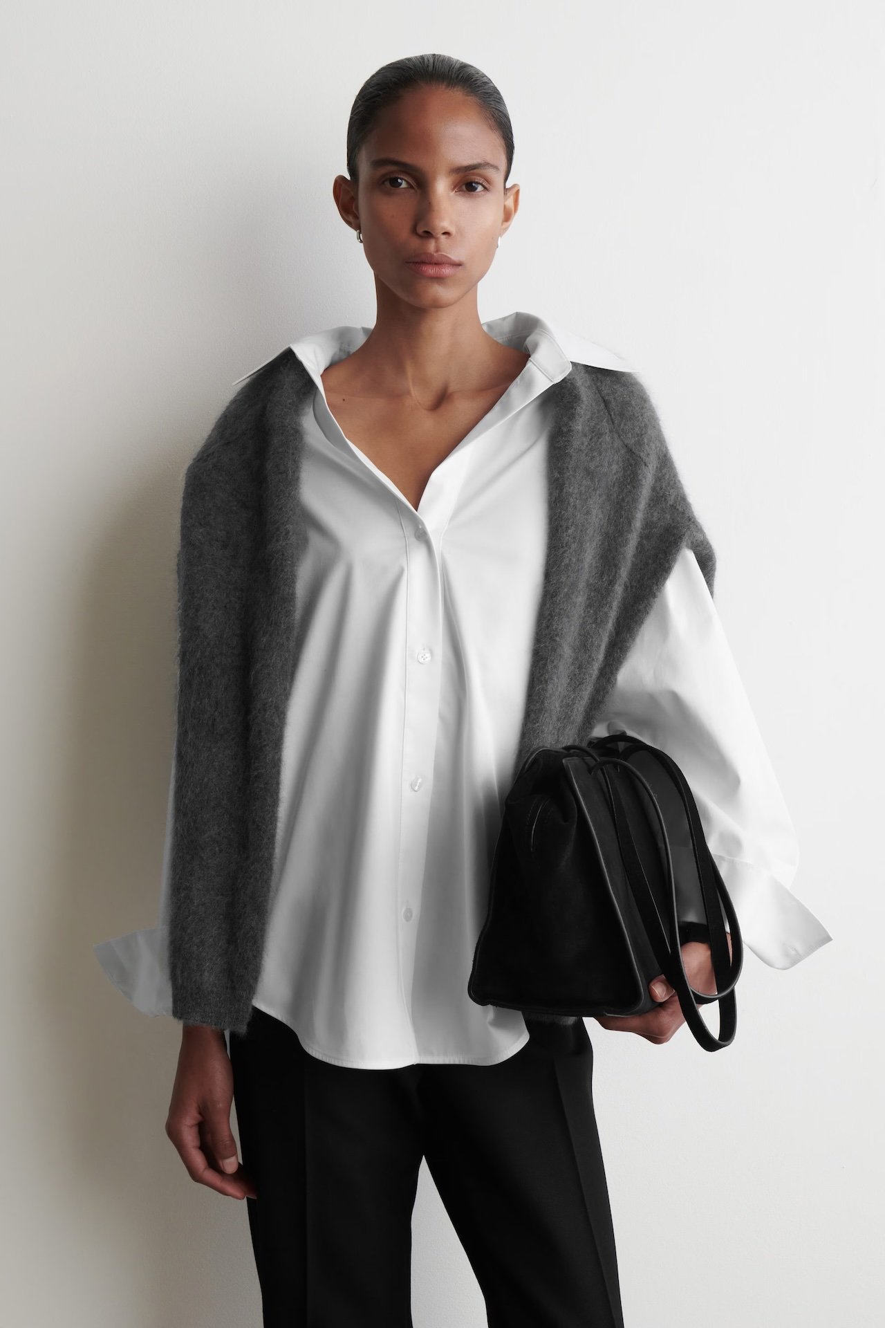 COS OPEN-COLLAR COTTON SHIRT