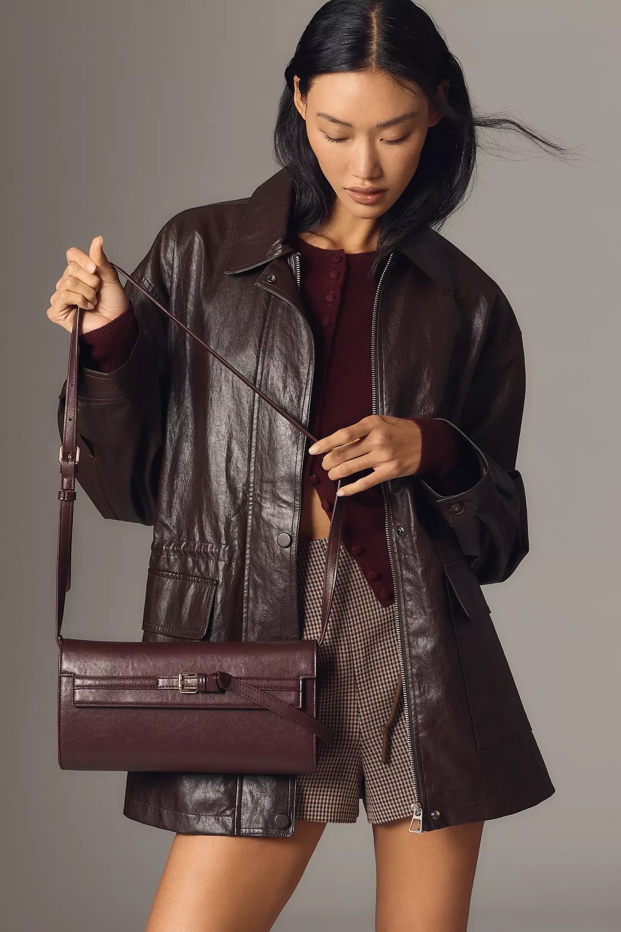 Fall capsule wardrobe: BY ANTHROPOLOGIE CINCHED-WAIST FAUX-LEATHER JACKET