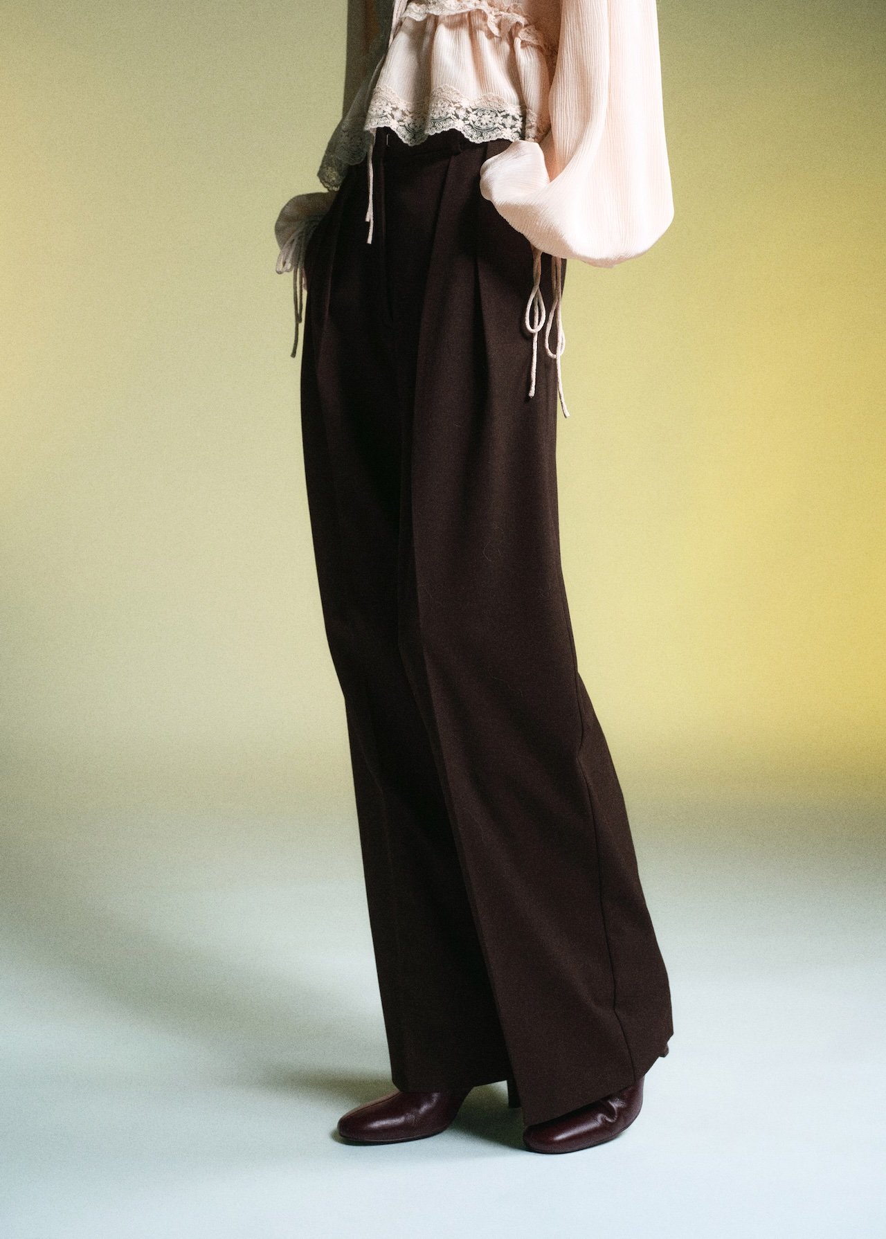 MANGO WIDE-LEG MID-RISE PLEATED PANTS