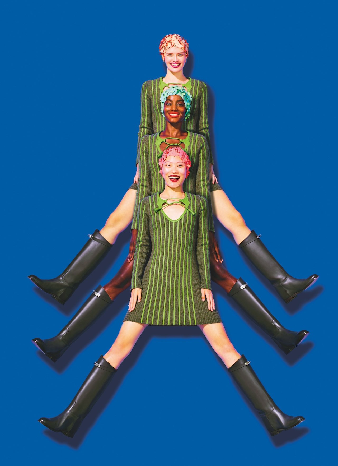 Hermès dress, boots, hermes.com.