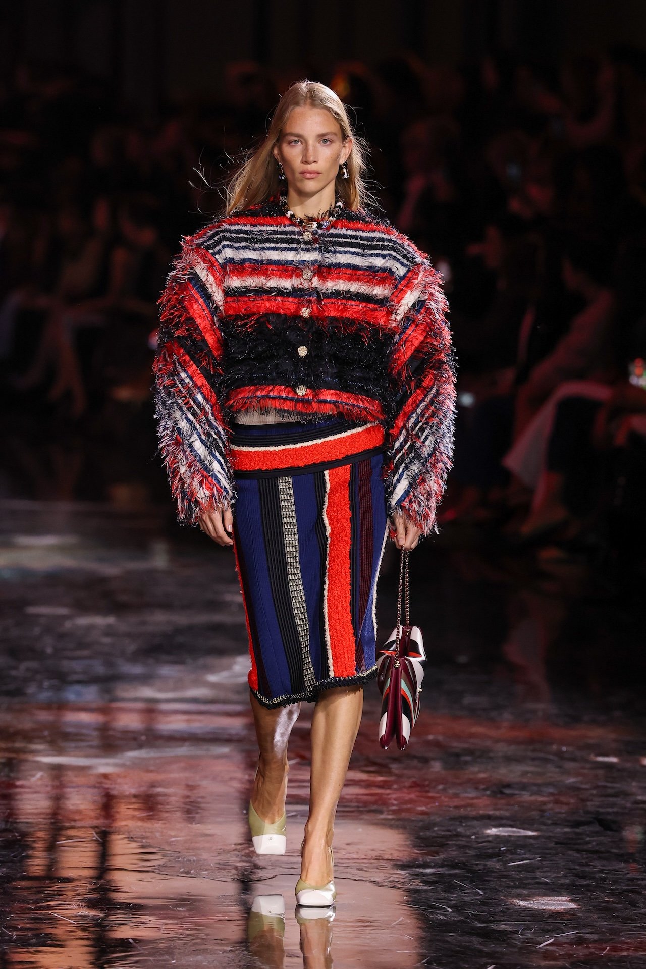 A model walks the runway during the Chanel Womenswear Spring/Summer 2026 show as part of Paris Fashion Week