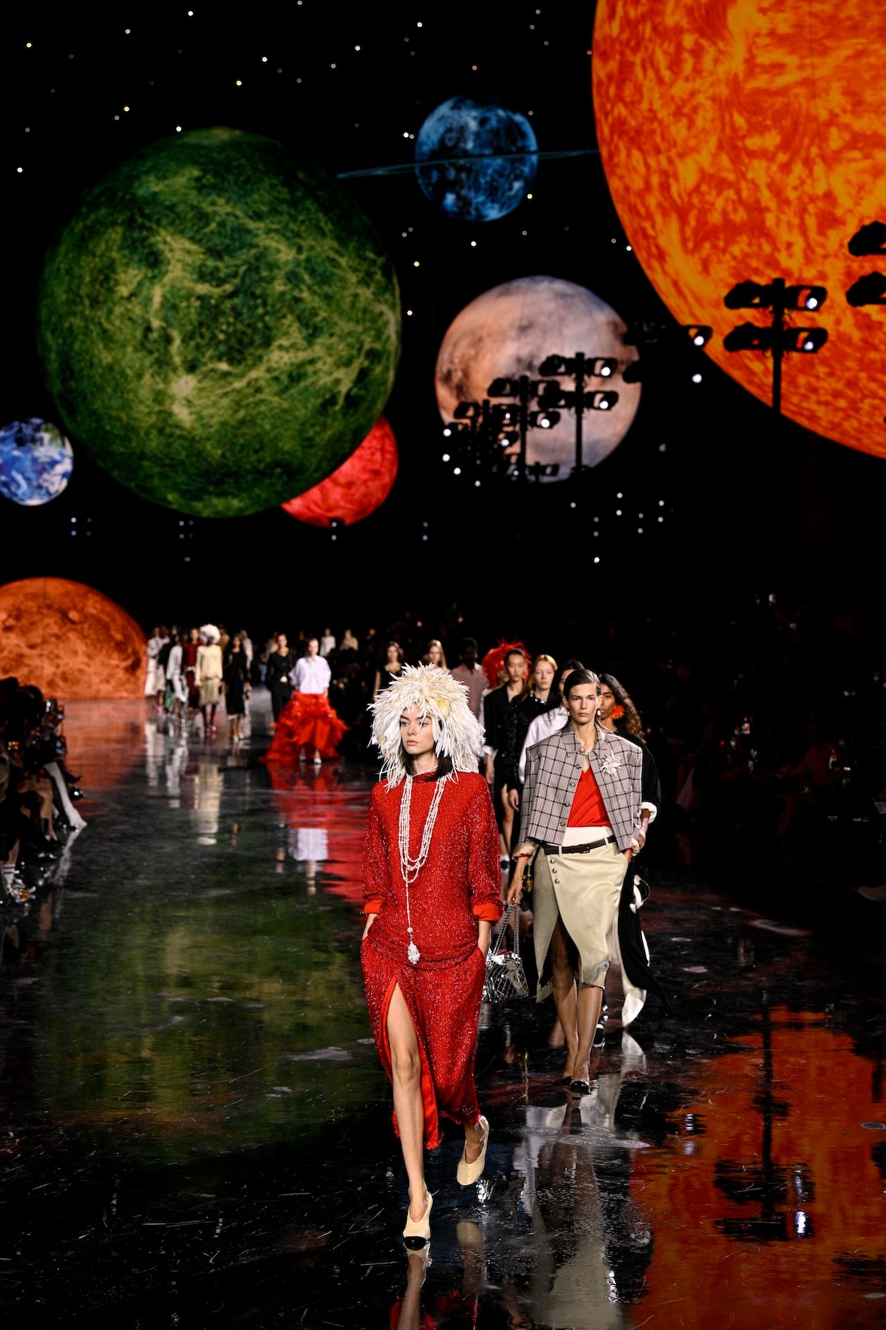 Models walk the runway during the Chanel Womenswear Spring/Summer 2026 show as part of Paris Fashion Week
