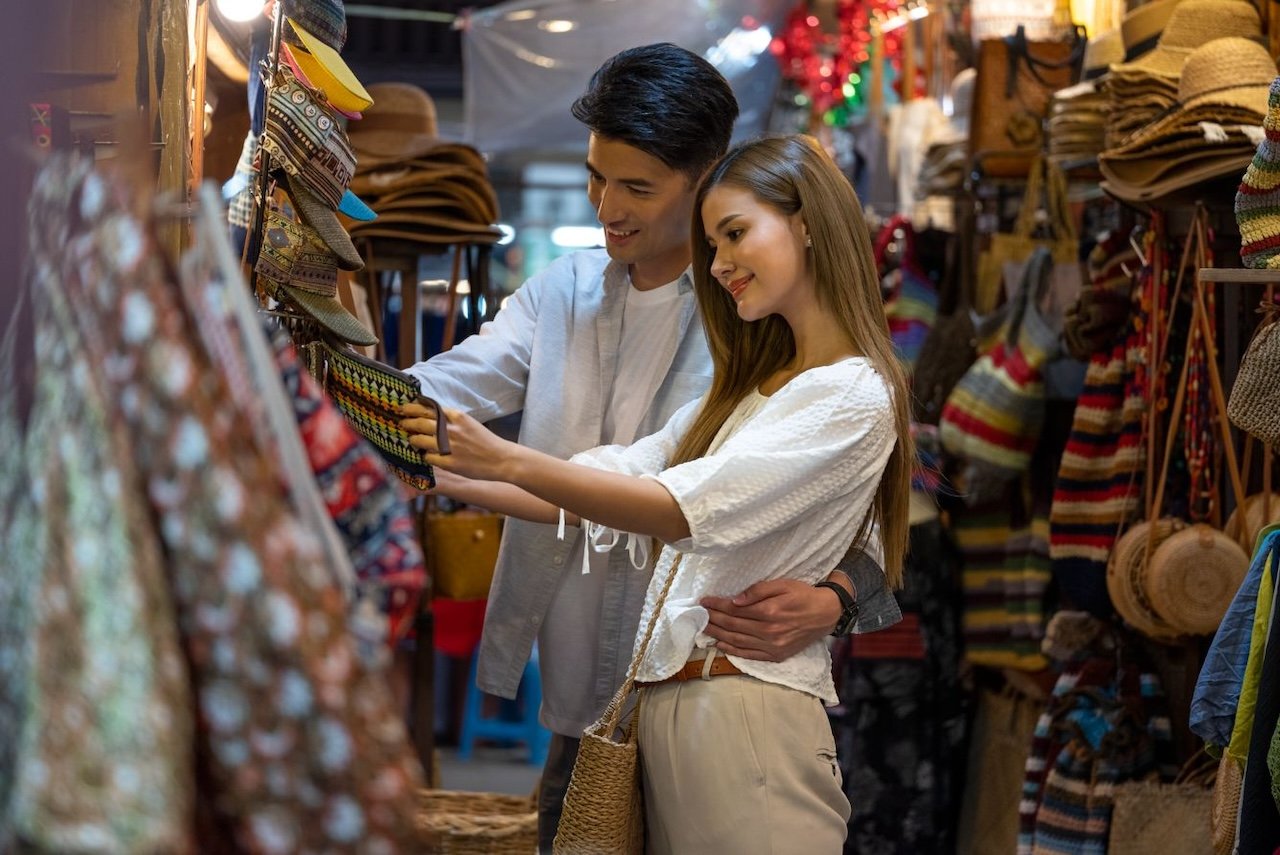 Couple at Night Bazaar