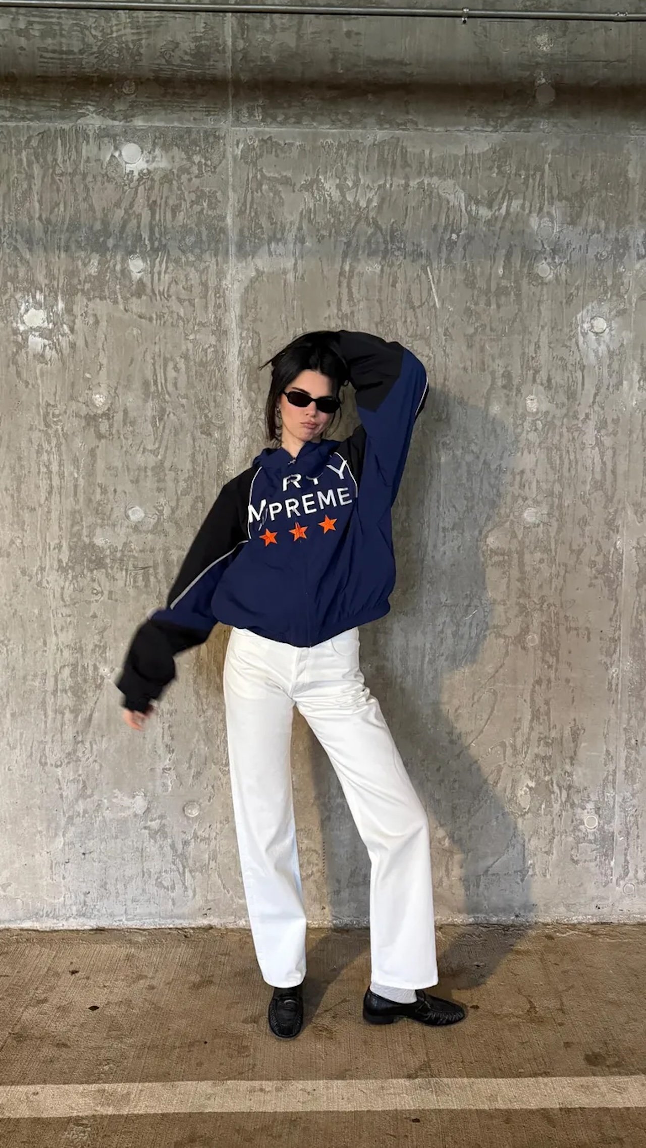 Kendall Jenner wearing a windbreaker