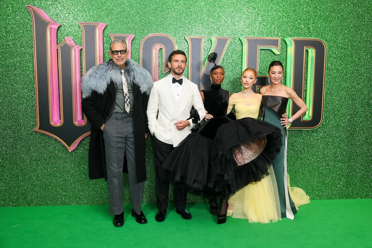 (L to R) Jeff Goldblum, Jonathan Bailey, Cynthia Erivo, Ariana Grande and Michelle Yeoh attend the UK Premiere of "Wicked: Part One"